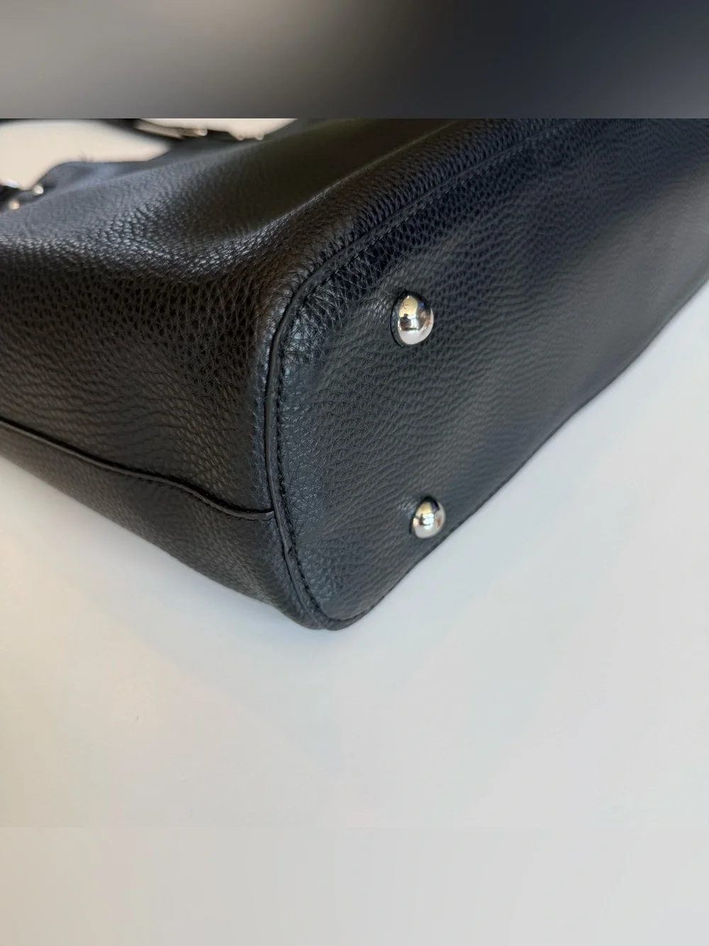 Black Faux Pebbled Leather Laptop Bag Tote Large Unbranded Snap Closure